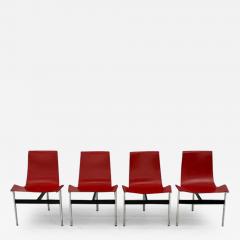  Laverne International Set of Four Red Leather T Chairs Katavolos Littell Kelley - 3178820