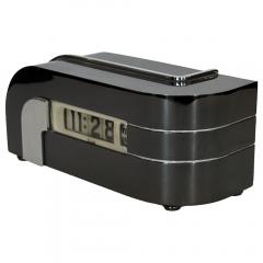  Lawson Time Inc Art Deco Streamline Zephyr Clock in Black Chrome - 4203217