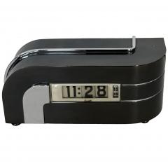  Lawson Time Inc Art Deco Streamline Zephyr Clock in Black Chrome - 4203218