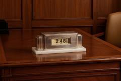 Lawson Time Inc Rare Lawson Model 975 Silver Lucite Onyx Clock - 4312906