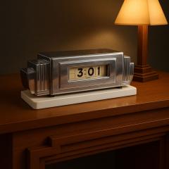  Lawson Time Inc Rare Lawson Model 975 Silver Lucite Onyx Clock - 4312907