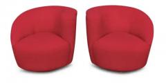 Lazar Industries Pair of Lazar Lounge Chairs After Vladimir Kagan in Red Upholstery with Ottoman - 3406890