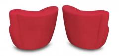  Lazar Industries Pair of Lazar Lounge Chairs After Vladimir Kagan in Red Upholstery with Ottoman - 3406907