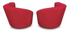  Lazar Industries Pair of Lazar Lounge Chairs After Vladimir Kagan in Red Upholstery with Ottoman - 3406908