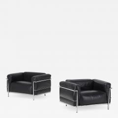  Le Corbusier Jeanneret Perriand CHARLOTTE PERRIAND PIERRE JEANNERET AND LE CORBUSIER LC3 lounge chairs pair - 2405299