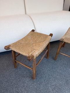  Le Corbusier Jeanneret Perriand Pair of Taurus Wood and Rope Stools France 1950s - 2291241