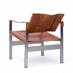  Le Corbusier Le Corbusier Style Mid Century Leather and Stainless Steel Sling Lounge Chairs - 4217680