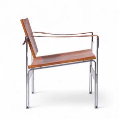  Le Corbusier Le Corbusier Style Mid Century Leather and Stainless Steel Sling Lounge Chairs - 4217683