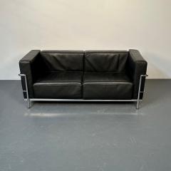  Le Corbusier Mid Century Modern LC2 Sofa by Le Corbusier Black Leather Two Seater Perriand - 3120994
