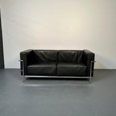  Le Corbusier Mid Century Modern LC2 Sofa by Le Corbusier Black Leather Two Seater Perriand - 3120996