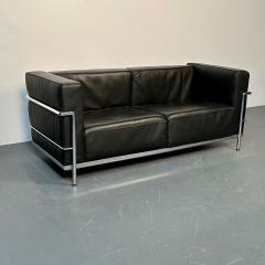  Le Corbusier Mid Century Modern LC2 Sofa by Le Corbusier Black Leather Two Seater Perriand - 3120997
