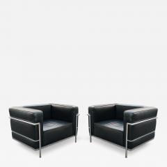  Le Corbusier Pair Le Corbusier LC8 Grand Confort Lounge Chairs Black Leather Chromed Steel - 2868120