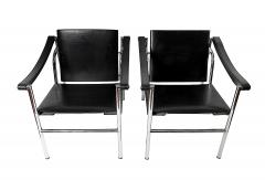  Le Corbusier Pair of Black Leather Le Corbusier Armchairs LC1 by Cassina - 3915538