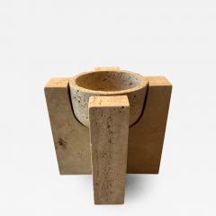  Le Lampade Small Roman Travertine Bowl on Stand by Le Lampade - 2534031