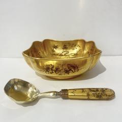  Le Tallec of Paris 1959 French Black Gold Gilt Porcelain Gold Bowl Spool Signed - 4343307
