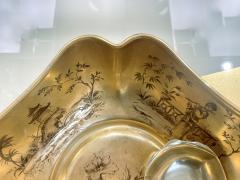  Le Tallec of Paris 1959 French Black Gold Gilt Porcelain Gold Bowl Spool Signed - 4343315