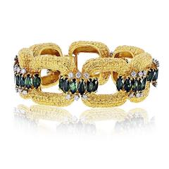  Le Triomphe La Triomphe 18K Yellow Gold Green Tourmaline And Diamond Link Bracelet - 4512247