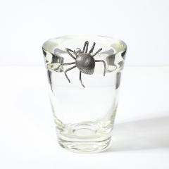  Leerdam Crystal Aesthetic Movement Silver Spider Sculpture Crystal Vase signed Leerdam Crystal - 4622822