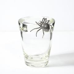 Leerdam Crystal Aesthetic Movement Silver Spider Sculpture Crystal Vase signed Leerdam Crystal - 4622823