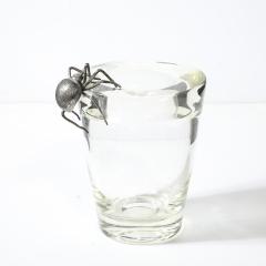  Leerdam Crystal Aesthetic Movement Silver Spider Sculpture Crystal Vase signed Leerdam Crystal - 4622858