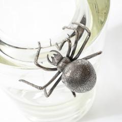  Leerdam Crystal Aesthetic Movement Silver Spider Sculpture Crystal Vase signed Leerdam Crystal - 4622871