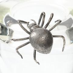  Leerdam Crystal Aesthetic Movement Silver Spider Sculpture Crystal Vase signed Leerdam Crystal - 4622919