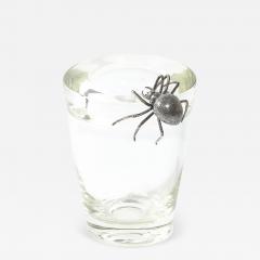  Leerdam Crystal Aesthetic Movement Silver Spider Sculpture Crystal Vase signed Leerdam Crystal - 4623442