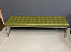  Lehigh Leopold Tufted Leather and Chrome Bench by Lehigh Leopold in the Style of Ward Bennett - 2559563