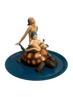  Lenci RARE MERMAID CHILD SEA TURTLE CERAMIC FIGURES BY HELEN KONIG SCAVINI FOR LENCI - 4646120