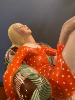  Lenci SUPERB LENCI ART DECO CERAMIC WOMAN IN CHAIR - 2185695