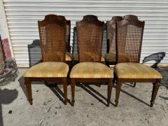  Lenoir Furniture Company Lenoir Chair Company Set Of 6 Walnut with Brass Ormolu and Cane Backs - 4474489