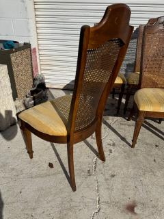  Lenoir Furniture Company Lenoir Chair Company Set Of 6 Walnut with Brass Ormolu and Cane Backs - 4474570