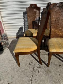  Lenoir Furniture Company Lenoir Chair Company Set Of 6 Walnut with Brass Ormolu and Cane Backs - 4474571