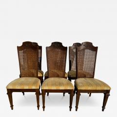  Lenoir Furniture Company Lenoir Chair Company Set Of 6 Walnut with Brass Ormolu and Cane Backs - 4475564