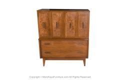  Lenoir Furniture Company Mid Century Burlwood Tallboy Dresser Lenoir Furniture - 3113617