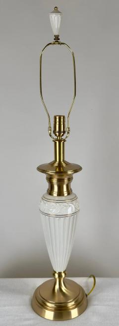  Lenox Co Lenox Empire Style Fluted Column White Porcelain Brass Table Lamp a Pair - 3813922