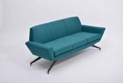  Lenzi Reupholstered Italian Mid Century Modern sofa with Metal base by Lenzi - 1951174