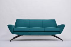  Lenzi Reupholstered Italian Mid Century Modern sofa with Metal base by Lenzi - 1951175