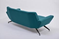  Lenzi Reupholstered Italian Mid Century Modern sofa with Metal base by Lenzi - 1951177