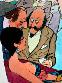  Leo Dink Siegel Threesome Swingers 1970s cocktail party Playboy Cartoon - 4414859