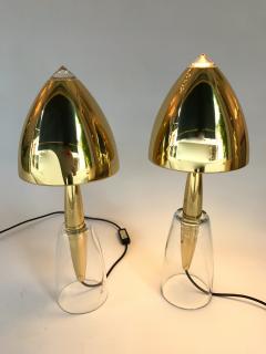  Leola Pair of Brass and Murano Glass Lamps by Leola Germany 1980s - 522105