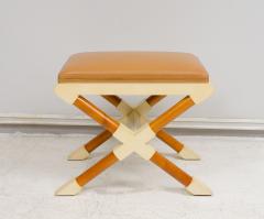  Lerebours Bespoke Bespoke Pair of Georgetta Parchment X Frame Benches - 4264726