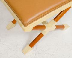  Lerebours Bespoke Bespoke Pair of Georgetta Parchment X Frame Benches - 4264733