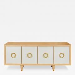  Lerebours Bespoke Custom Cerused Oak and Parchment Sideboard with 4 drawers and bronze pulls - 4196249
