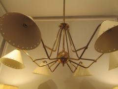  Lerebours Bespoke Custom Six Light Brass and Tole Fixture in the Mid Century Manner - 565487