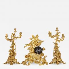  Lerolle Fr res Napoleon III period three piece gilt bronze clock set by Lerolle Fr res - 2075782