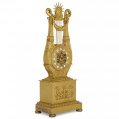  Leroy Paris French Neoclassical style lyre form gilt bronze clock - 1858956