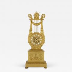  Leroy Paris French Neoclassical style lyre form gilt bronze clock - 1861124