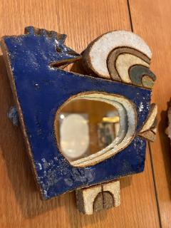  Les Argonautes Ceramic bird mirror by les Argonautes France Vallauris 1970s - 3530618