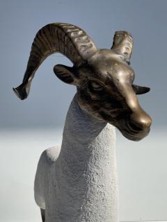  Les Lalanne Brass Ram Sheep Sculpture in Faux Concrete - 1351033